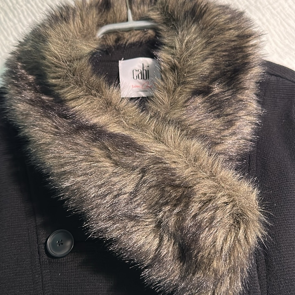 Cabi Women's Black Double-Breasted Sweater Coat - Picture 6 of 7